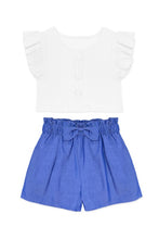 White Girl's 2 Pc Denim Chambray Short Set