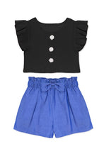 Black Girl's 2 Pc Denim Chambray Short Set