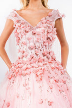Blush Floral Applique Glitter Quinceanera Ballgown