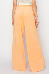 Orange High Rise Wide Leg Drawstring Pants