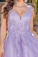 Lilac 3D Floral Applique A Line Dress