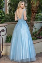 Bahama Blue 3D Floral Applique A Line Dress