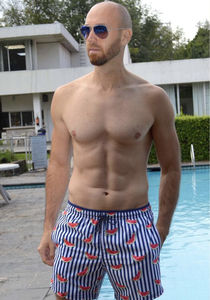 Navy Men Swim Trunk Four Way Stretch