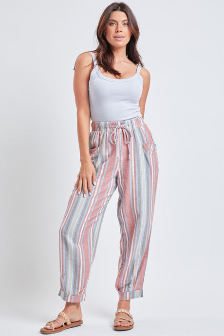 Red Variance Missy Linen Jogger Pant With Pleated Hem
