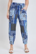 Denim Patch Missy Linen Jogger Pant With Pleated Hem