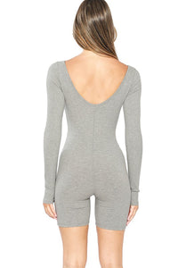 H Grey Snatched Long Sleeve Jumpsuit