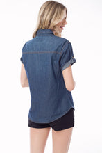 Washdkdenim Roll Up Short Sleeve Denim Chambray Shirt