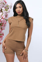 Camel Solid Mock Neck Top