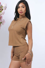 Camel Solid Mock Neck Top