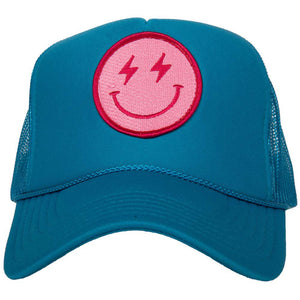 Hot Pink Lightning Happy Face Wholesale Foam Hat