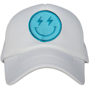 Turquoise Lightning Happy Face Trucker Hat