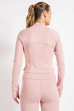 Pink Rib Brushed Mock Neckline Long Sleeves Top