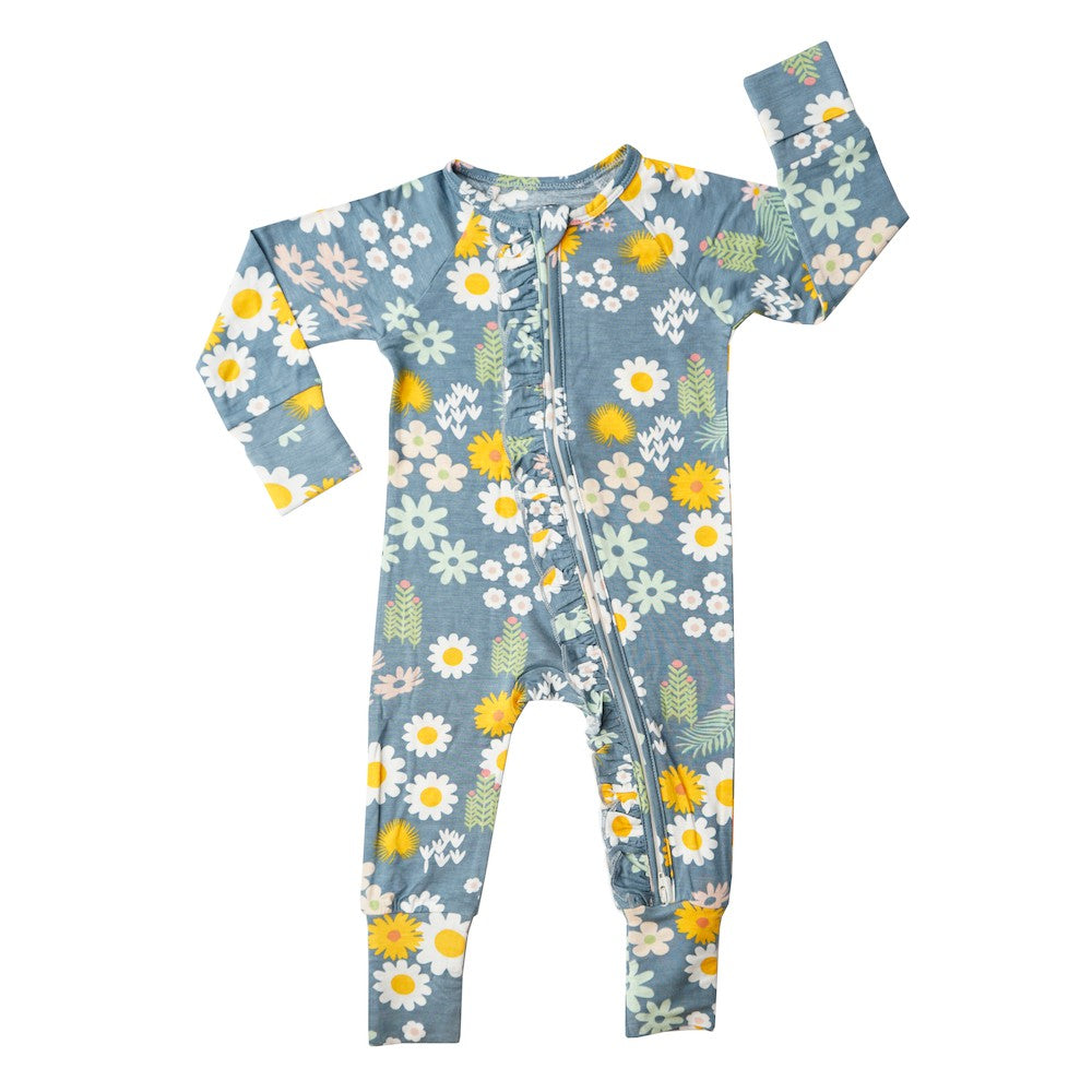 Blue Bamboo Convertible Foot Baby Pajama