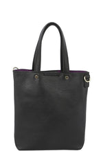 Black Textured Tote Bag With Pattern Strap