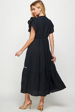 Black Trim Detailed Midi Dress