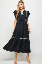 Black Trim Detailed Midi Dress