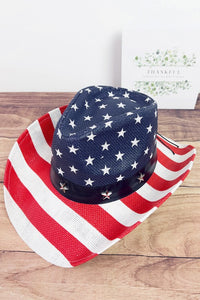 White/Red American Flag Summer Western Cowboy Hat