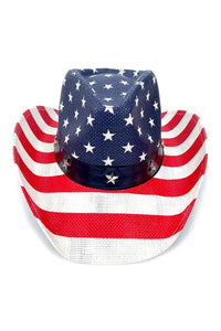 White/Red American Flag Summer Western Cowboy Hat