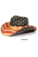 Khaki/Red American Flag Summer Western Cowboy Hat