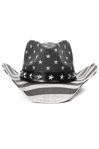 Grey/Black American Flag Summer Western Cowboy Hat