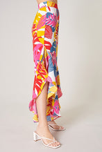 Blue-Mustard Zuma Bay Asymmetrical Ruffle Pants