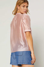 Light Pink Ruffled Neck Blouse With Placket And Stitch Detail
