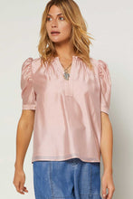 Light Pink Ruffled Neck Blouse With Placket And Stitch Detail
