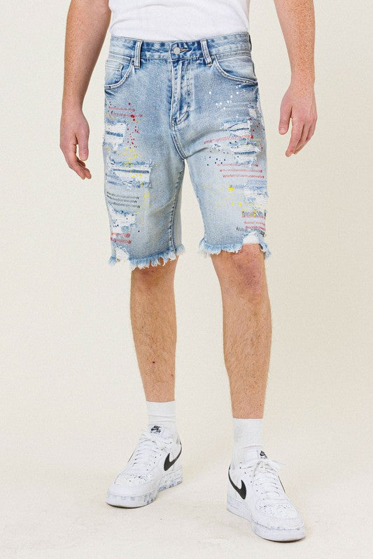 Light Sand Tint Color Stitch Denim Surfer Shorts