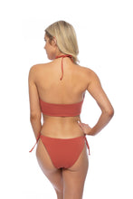 Bombay Brown Solid Tie Front Bikini Set