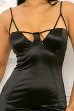 Black Satin Bodycon Mini Dress