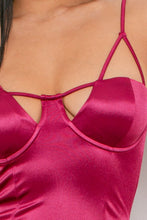 Berry Satin Bodycon Mini Dress