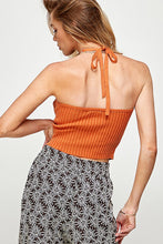 Copper Halter Neck Sweater Rib Top