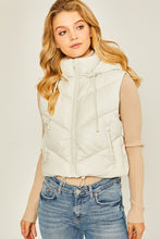 Off White PU Faux Leather Chevron Puffer Vest