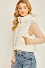 Off White PU Faux Leather Chevron Puffer Vest