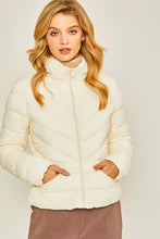 Ivory Zip Up Puffer Jacket With Storage Bag