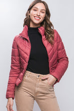 Terra Pink Zip Up Puffer Jacket With Storage Bag