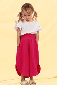 Dark Fuchsia Solid Wide Leg Air Flow Pants