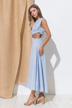 Light Blue Maxi Dress With Boat Neck