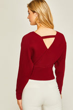Cherry Stone Surplice Neckline Ribbed Sweater