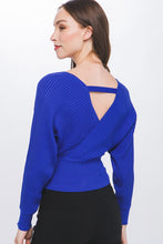 Royal Surplice Neckline Ribbed Sweater