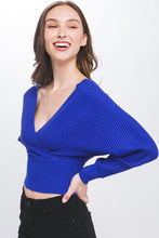 Royal Surplice Neckline Ribbed Sweater