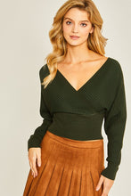 Hunter Surplice Neckline Ribbed Sweater