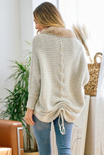 Taupe Sweater Cardigan with Faux Fur Trimmed Neck