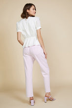 White Short Puff Sleeve Woven Overlap Frill Blouse