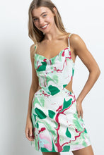 Green Cami Mini Dress W/ Cowl Neck, Lace Up Detail