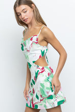 Green Cami Mini Dress W/ Cowl Neck, Lace Up Detail