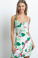 Green Cami Mini Dress W/ Cowl Neck, Lace Up Detail