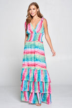 Multi Tier Ruffled Maxi Dress with Tie on Shoulder