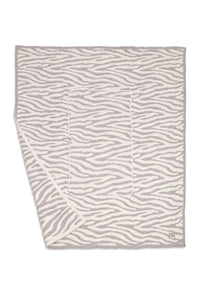 Gray 2 In 1 Zebra Print Throw Blanket & Pillow