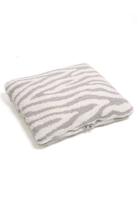 Gray 2 In 1 Zebra Print Throw Blanket & Pillow